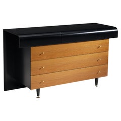 Pierre Cardin Postmodern Chest of Drawers in Walnut and Brass
