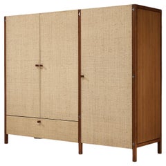 Vintage Christophe Gevers for De Coene Wardrobe in Teak and Cane