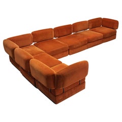 Extremely Rare Pierluigi Spadolini for Arflex Sectional Sofa in Chenille