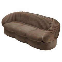 Characteristic Italian Sofa in Striped Sand Upholstery
