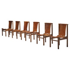 Ilmari Tapiovaara Set of Six Dining Chairs in Cognac Leather