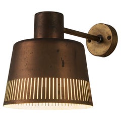 Hans Bergström Rare Wall Lamp in Copper