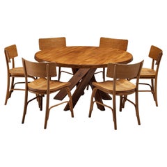 Pierre Chapo 'T21D' Table & Set of Six Frits Schlegel 'Husum' Dining Chairs