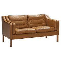 Danish Two Seat Sofa in Cognac Leather