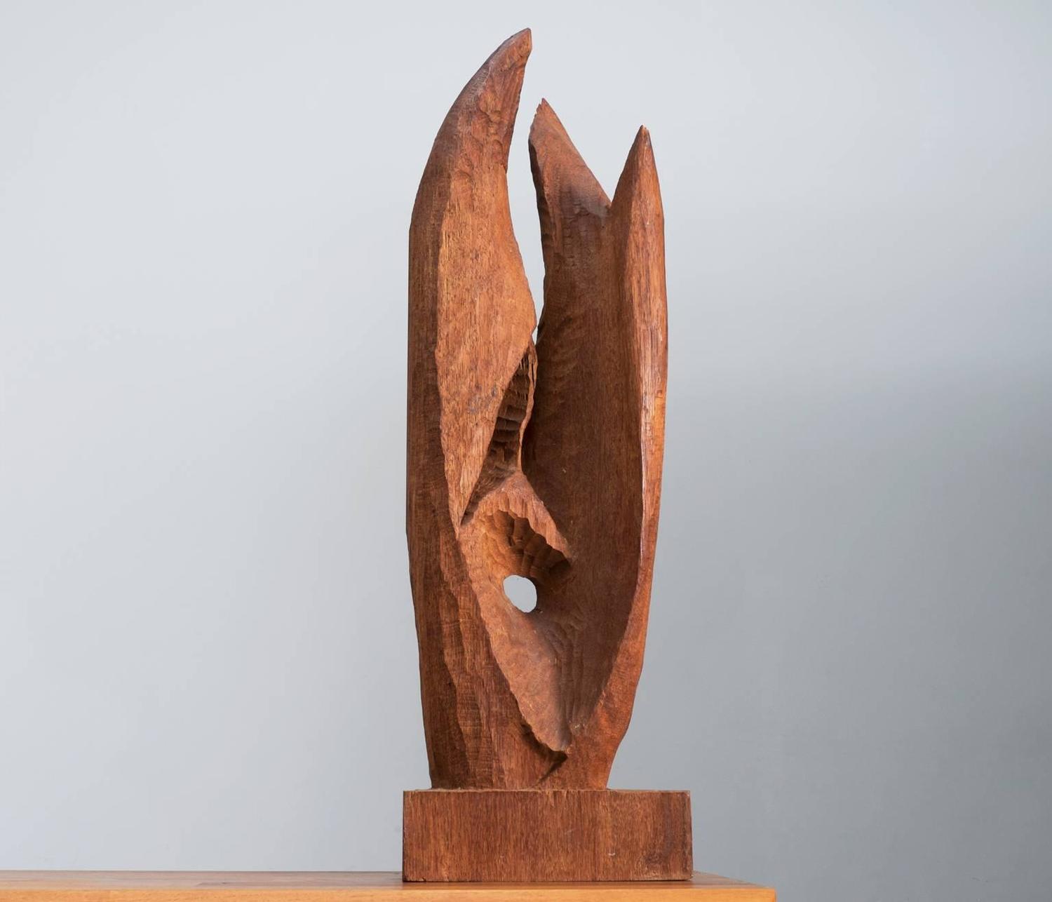 Large Wooden Sculpture Made of Iroko Wood For Sale at 1stdibs