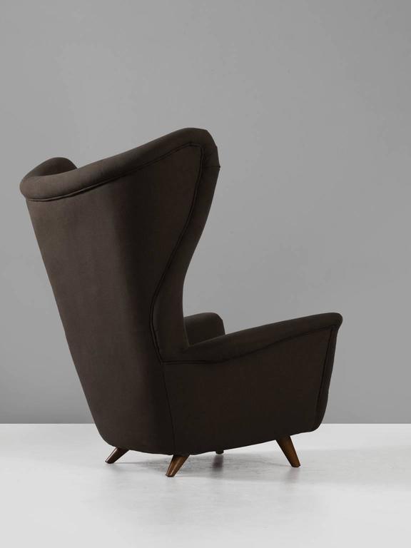 MidCentury Reupholstered Italian Wingback Chair For Sale at 1stDibs