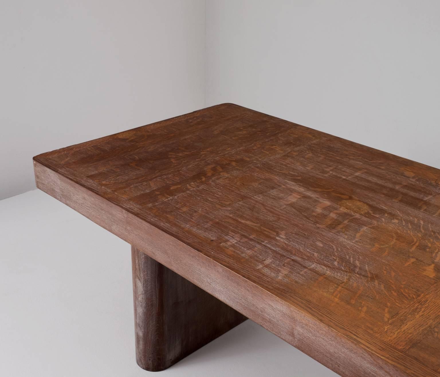 Mid-20th Century Charles Dudouyt Dining Table in Oak, Art Deco