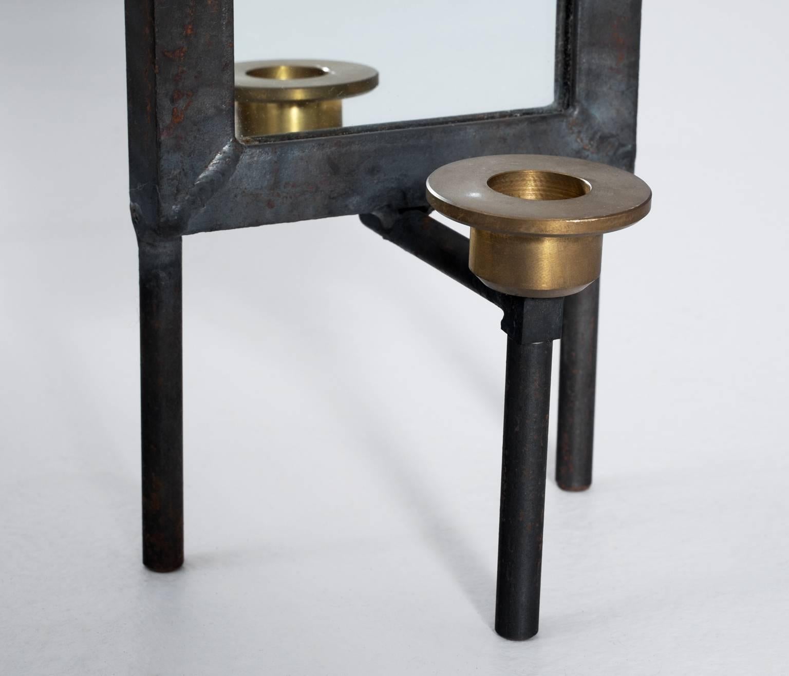 French Pair of Candle Holders with Brass and Iron