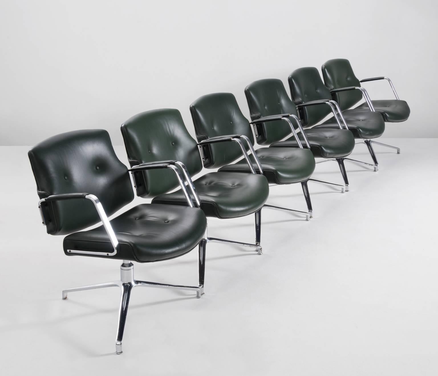 Scandinavian Modern Fabricius and Kastholm Set of Six FK84 Office Chairs