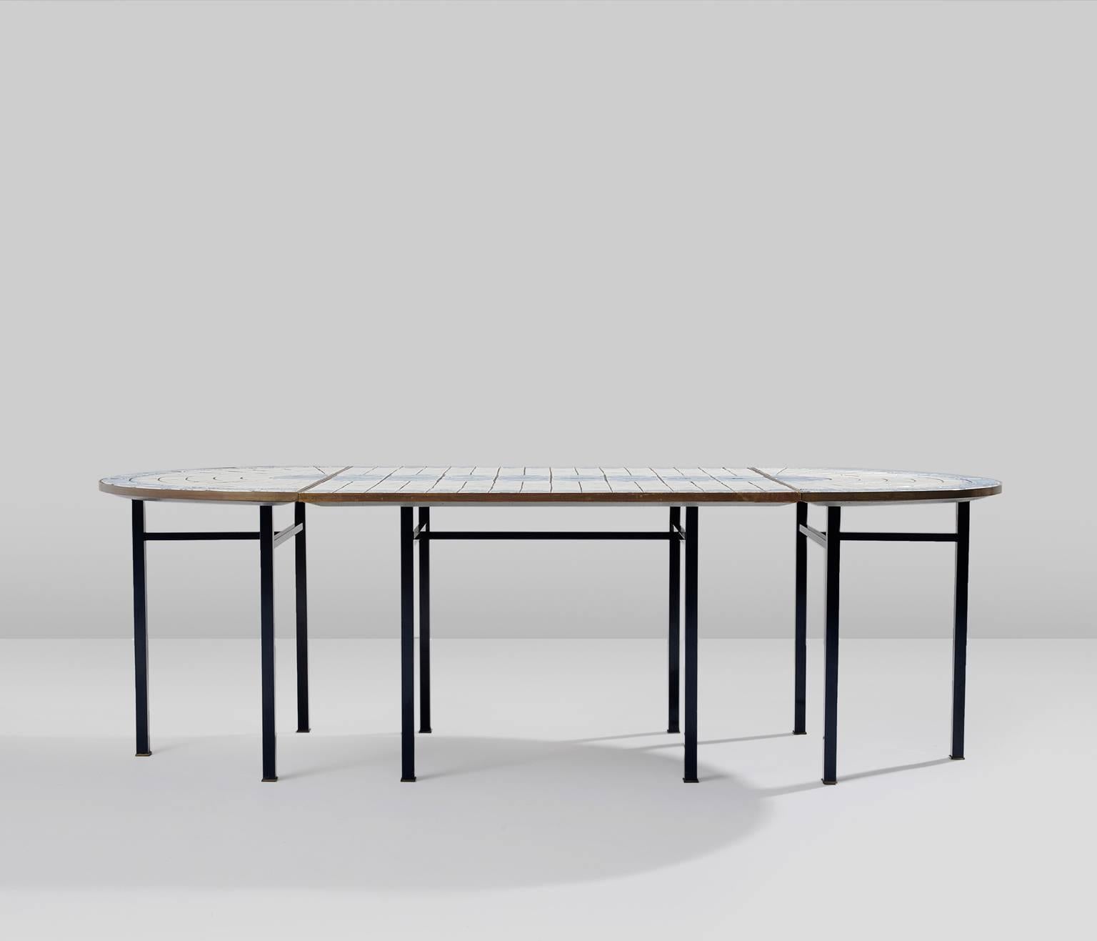 Danish Bjørn Wiinblad Table with Hand-Painted Tiles, Denmark, 1950s