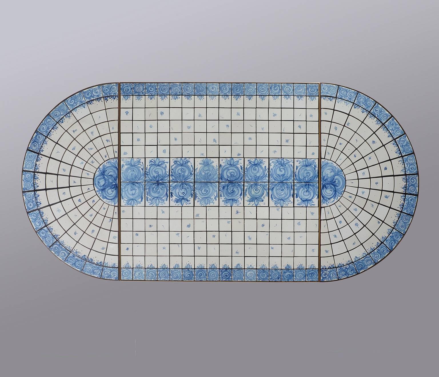 Mid-20th Century Bjørn Wiinblad Table with Hand-Painted Tiles, Denmark, 1950s