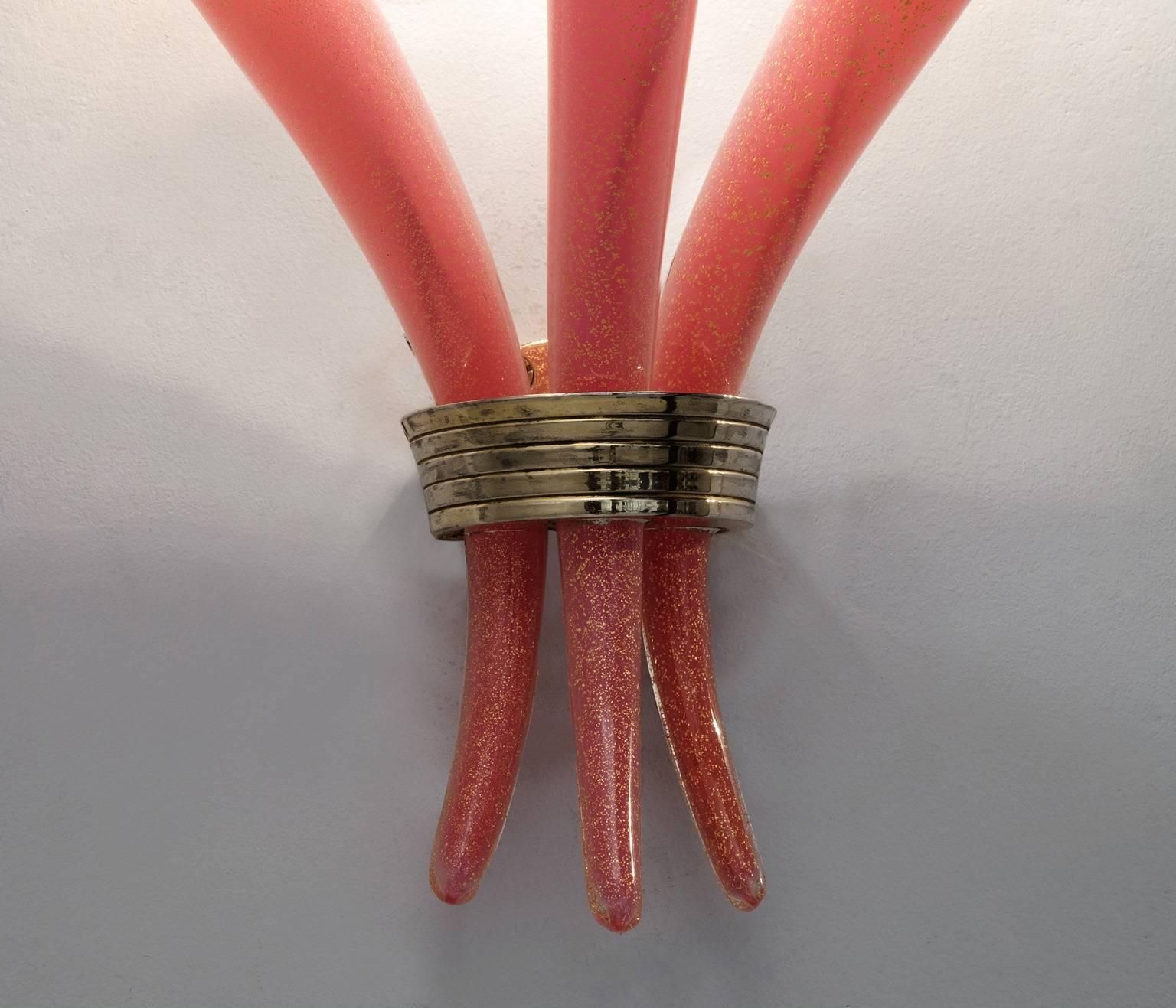 Tomaso Buzzi Extremely Rare Pair of Red Sconces for Venini In Excellent Condition In Waalwijk, NL