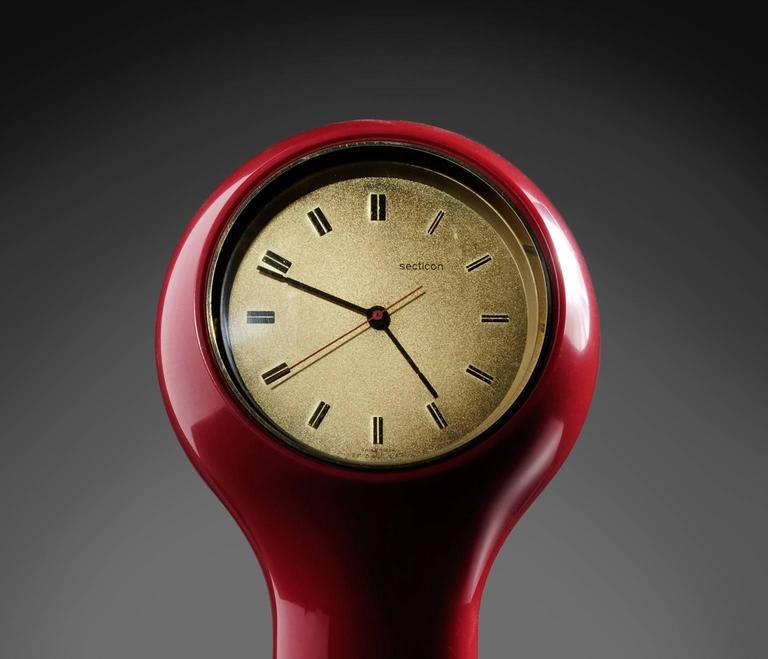 Angelo Mangiarotti Bright Red Table Clock at 1stdibs
