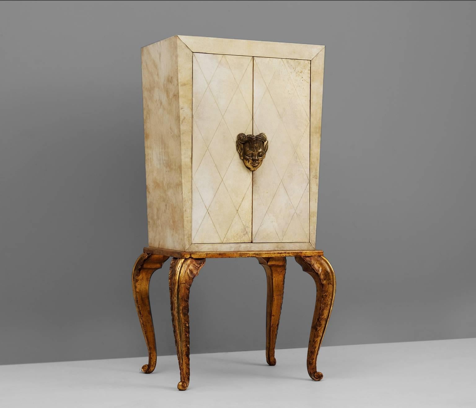 Art Deco Maison Jansen Rare Cabinet with Parchment
