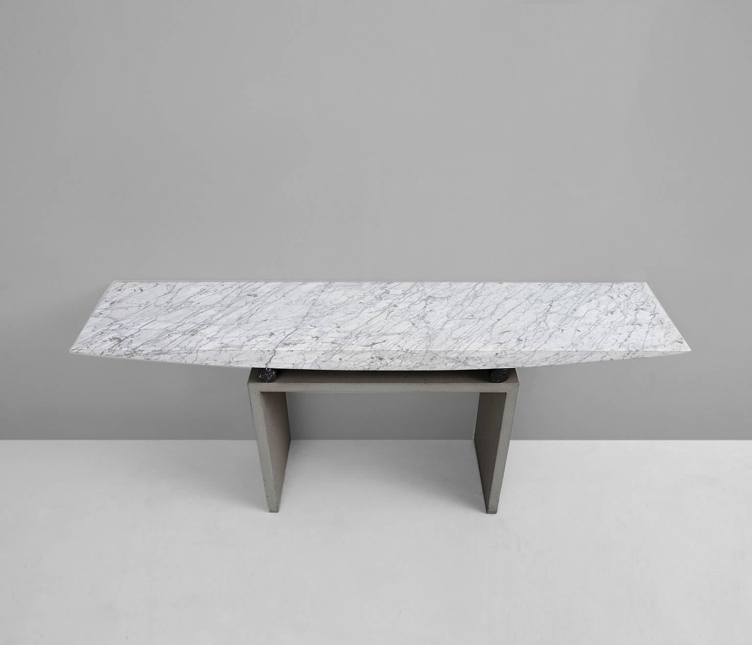 Italian Concrete Console table with marble top by Danilo Silvestrin 