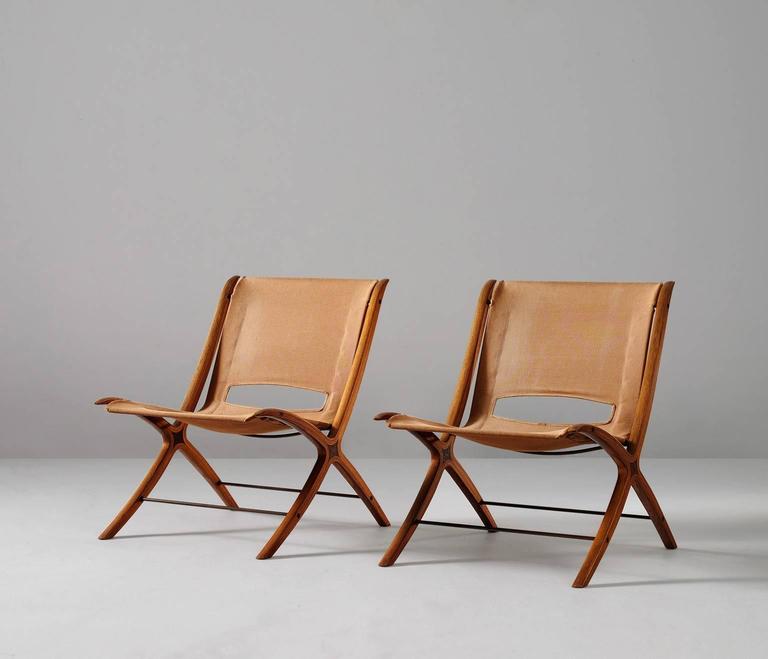 Pair of 'X' Chairs by Peter Hvidt and Orla Mølgaard Nielsen For Sale at