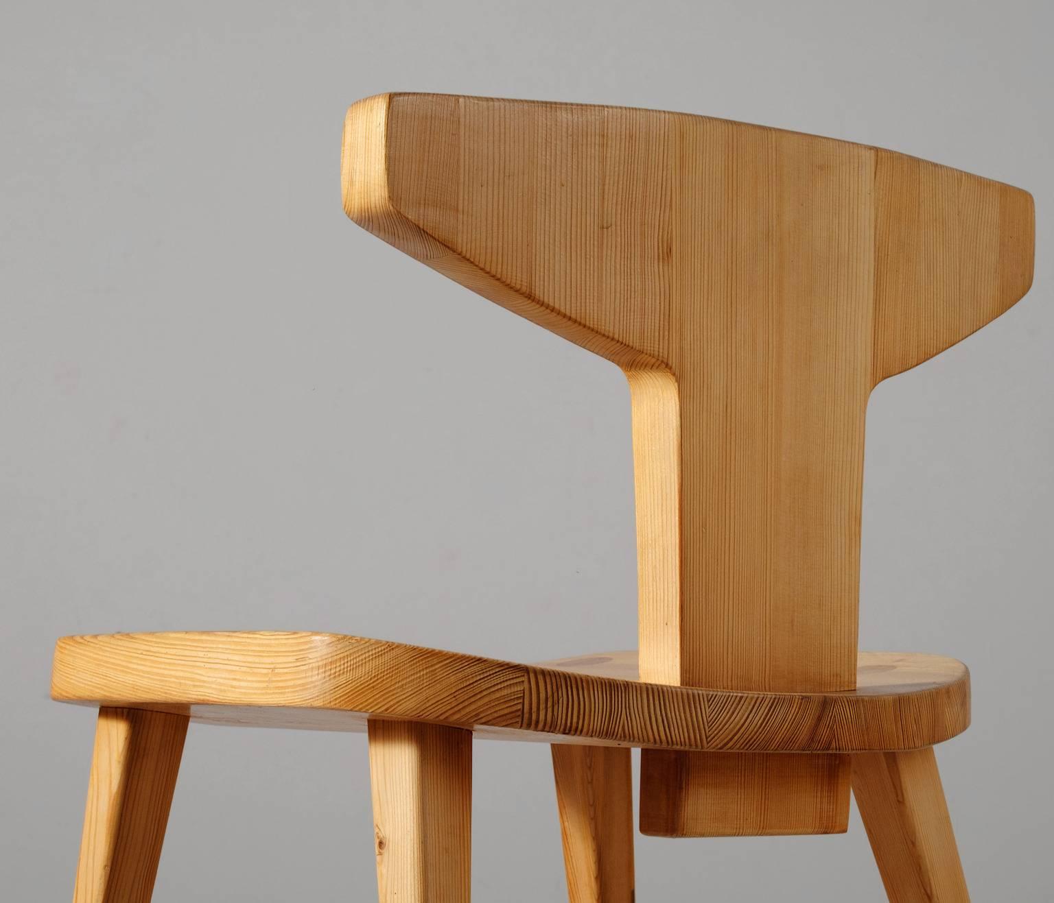 Danish Six Dining Chairs by Jacob Kielland-Brandt in Solid Pine