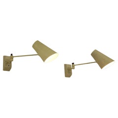 Vintage Wall Lights in Pale Yellow Lacquered Metal 