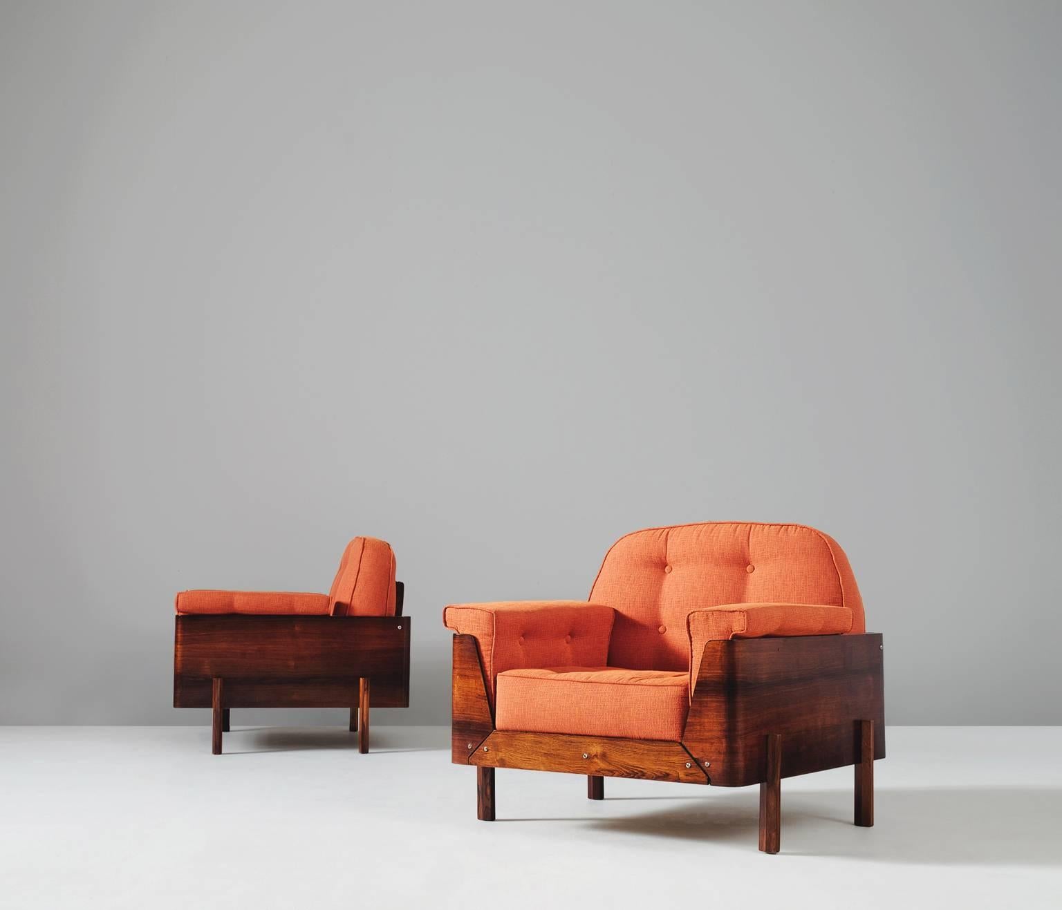 Mid-Century Modern Pair of Rosewood Lounge Chairs, Jorge Zalszupin