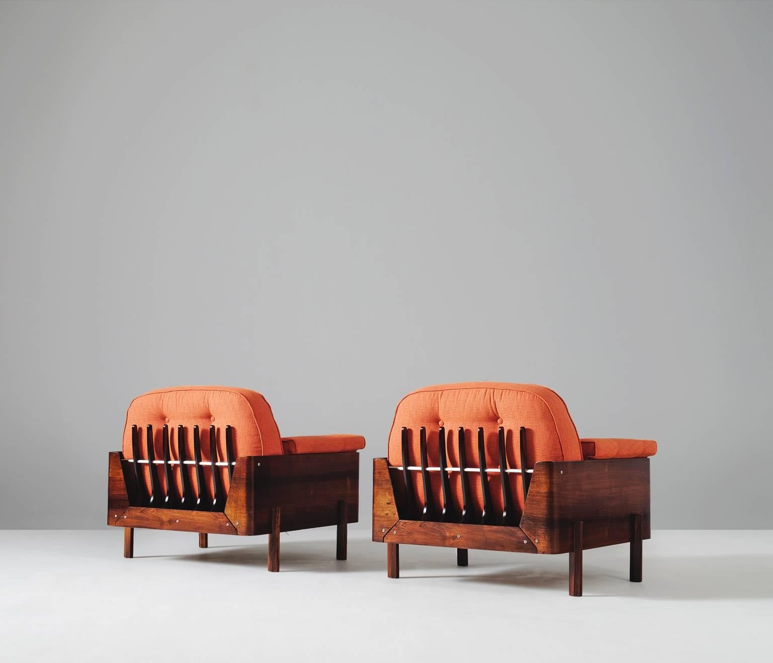 Brazilian Pair of Rosewood Lounge Chairs, Jorge Zalszupin