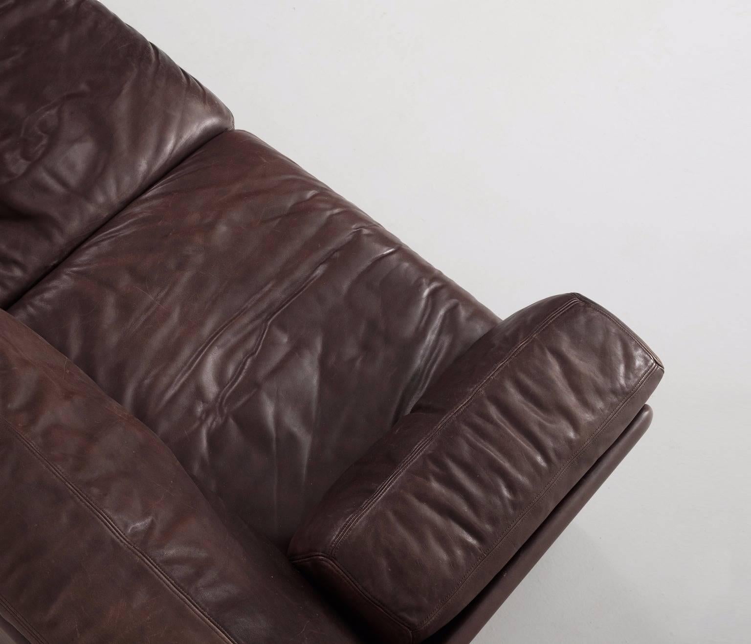Swiss De Sede DS-76 Modular Sofa in Dark Brown Leather 