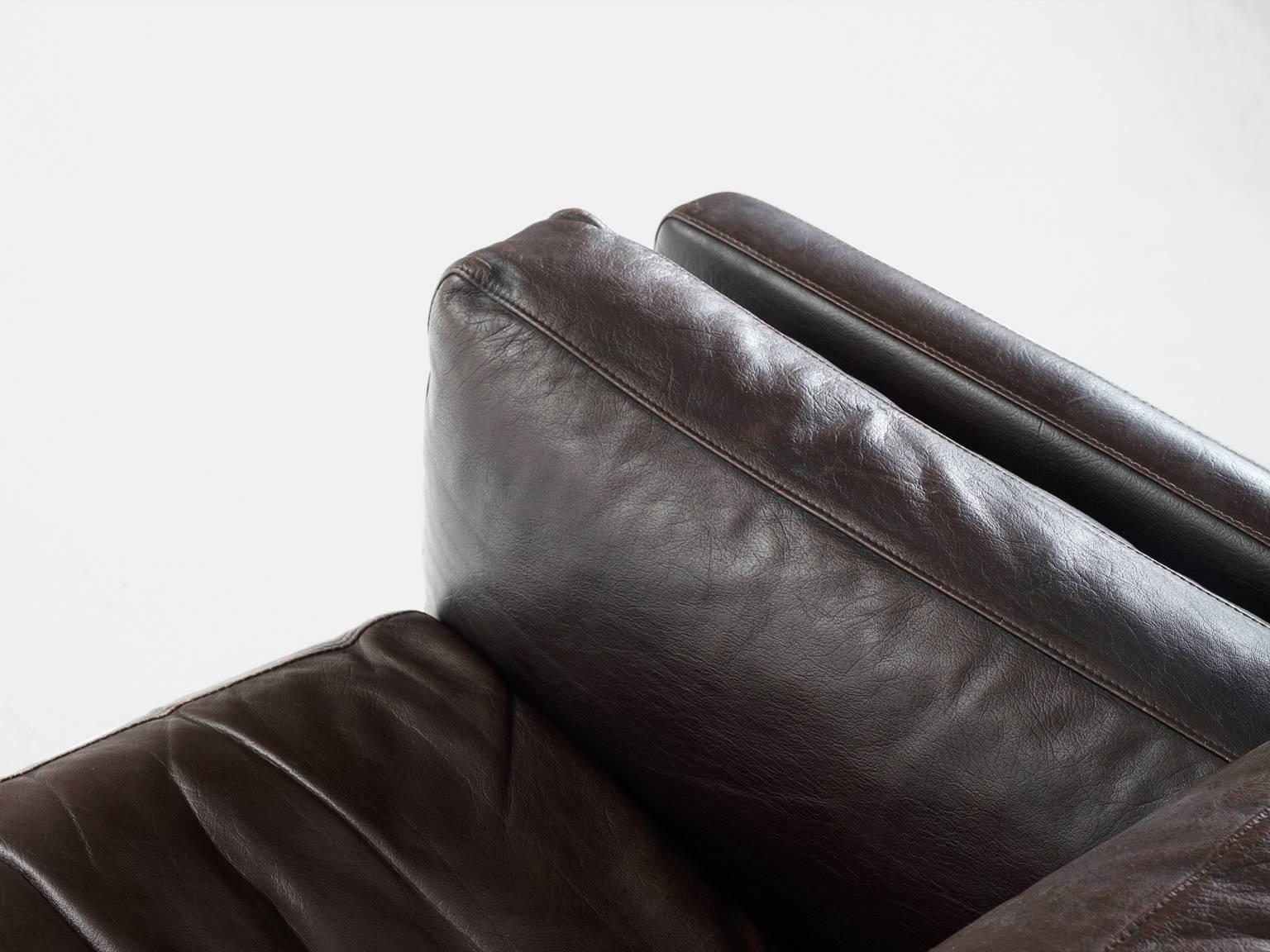 Mid-20th Century Illum Wikkelsø Brown Leather Three-Seater Sofa 