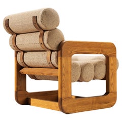 Extraordinary Lounge Chair in Ash and Off-White Upholstery