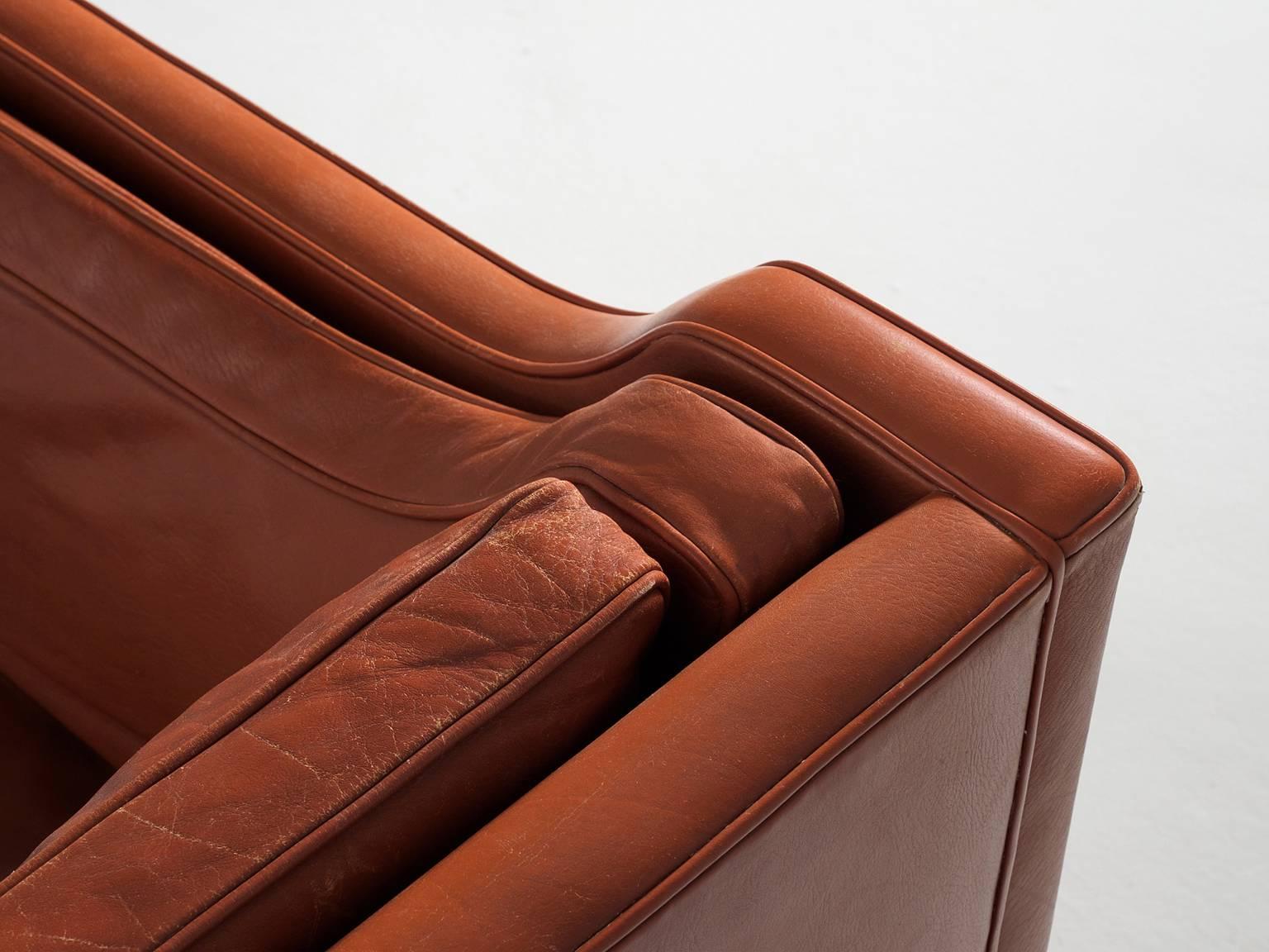 Børge Mogensen 2213 Sofa in Cognac Leather In Good Condition In Waalwijk, NL