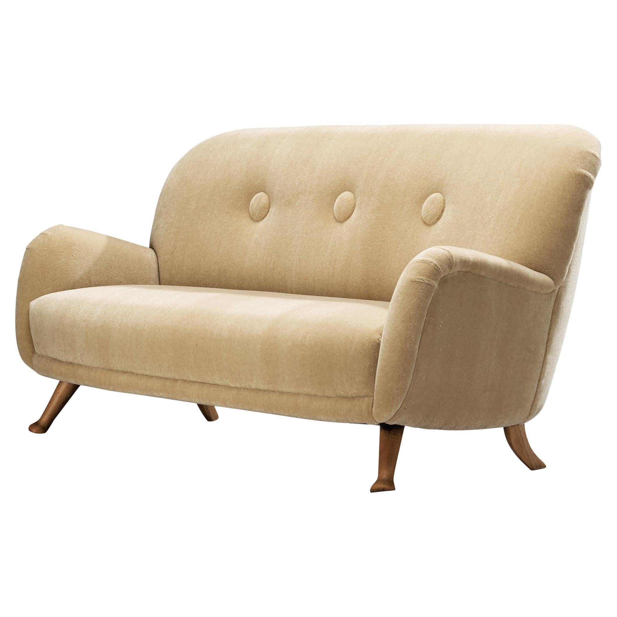 Berga Mobler Sofa in Beige Mohair Upholstery