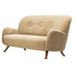 Berga Mobler Sofa in Beige Mohair Upholstery