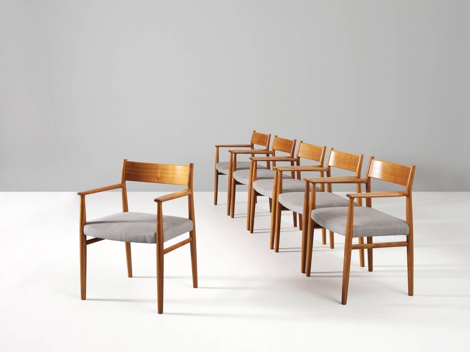 Scandinavian Modern Arne Vodder Set of Six Dining Chairs in Walnut