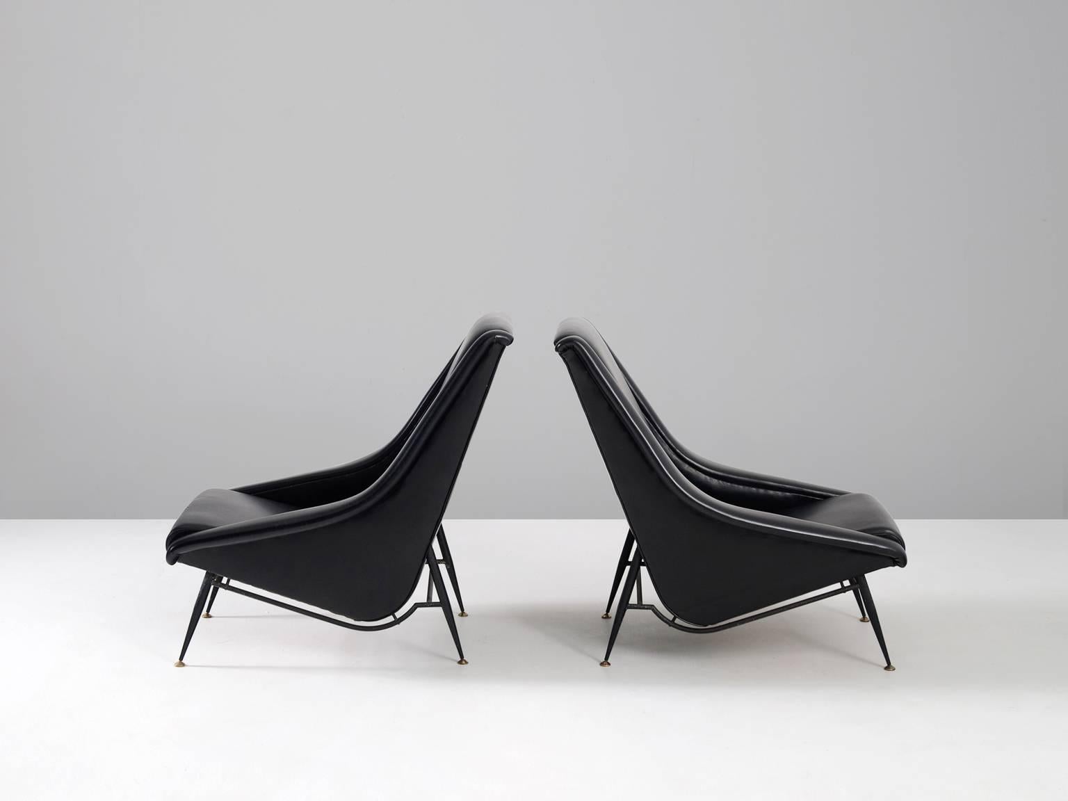 Mid-20th Century Pair of French Lounge Chairs 