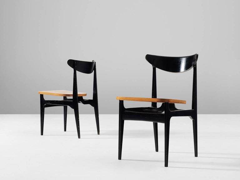 Set of 12 Black Wooden Dining Chairs For Sale at 1stDibs