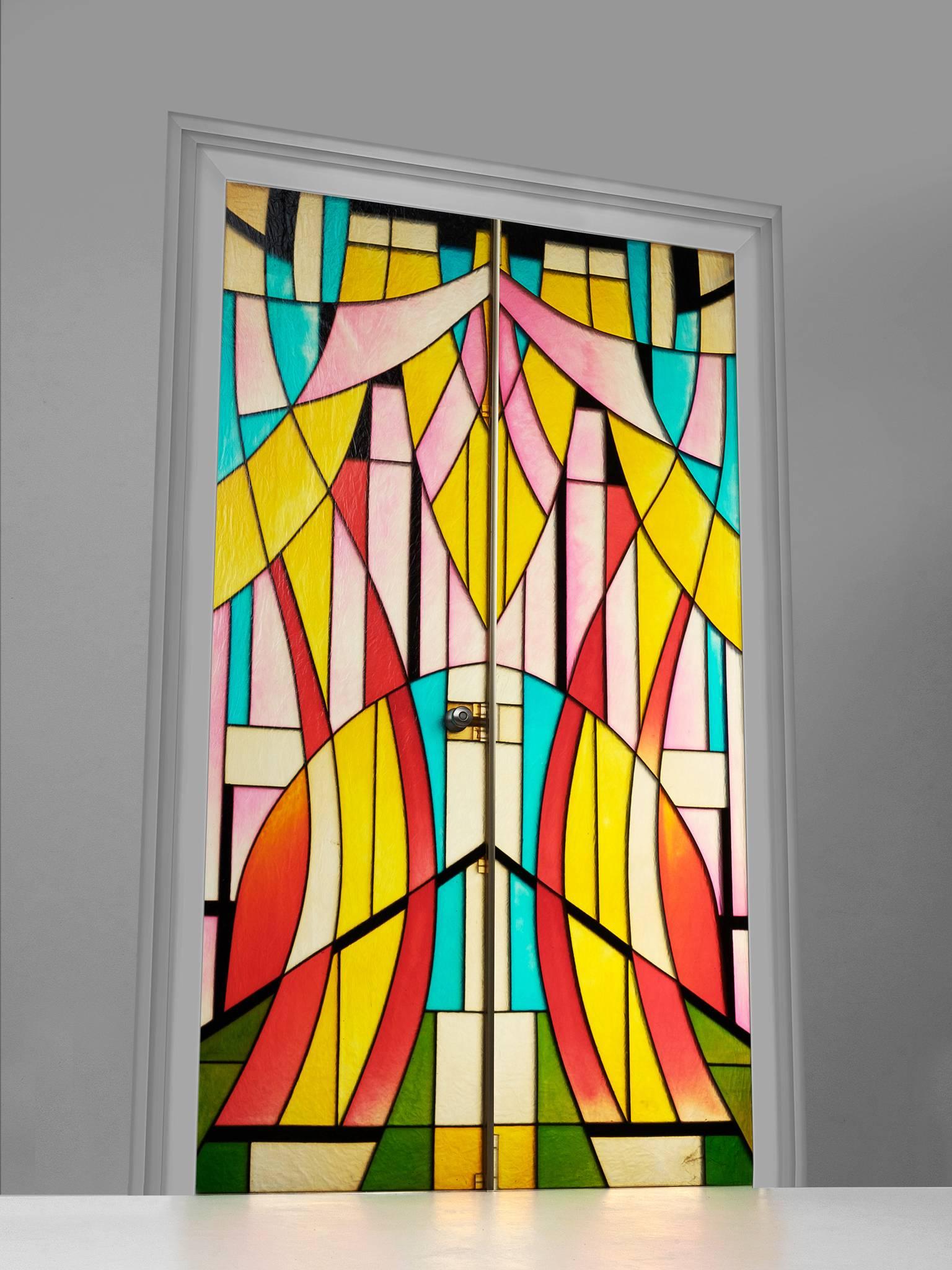 Art Deco Multicolored French Interior Doors in Resin 