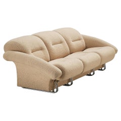 Sofá italiano posmoderno de metal cromado y tela beige