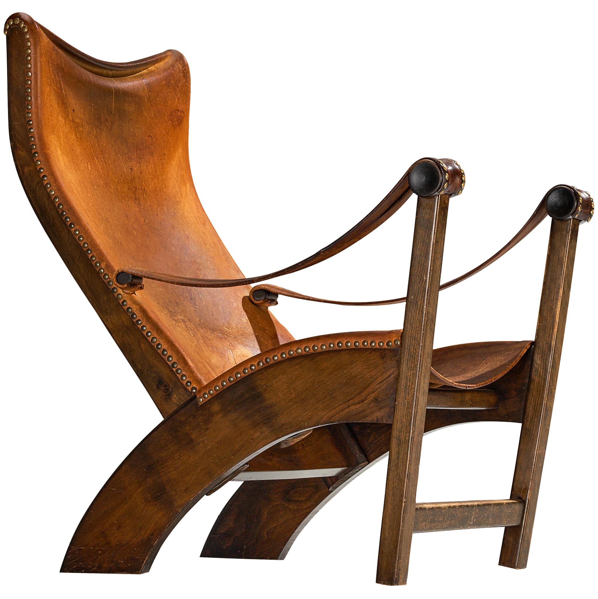 Mogens Voltelen 'Copenhagen' Lounge Chair in Patinated Cognac Leather