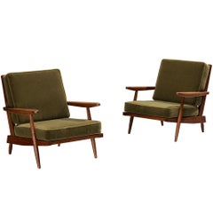 Chaises longues à dossier fuselé avec coussin George Nakashima en noyer noir américain