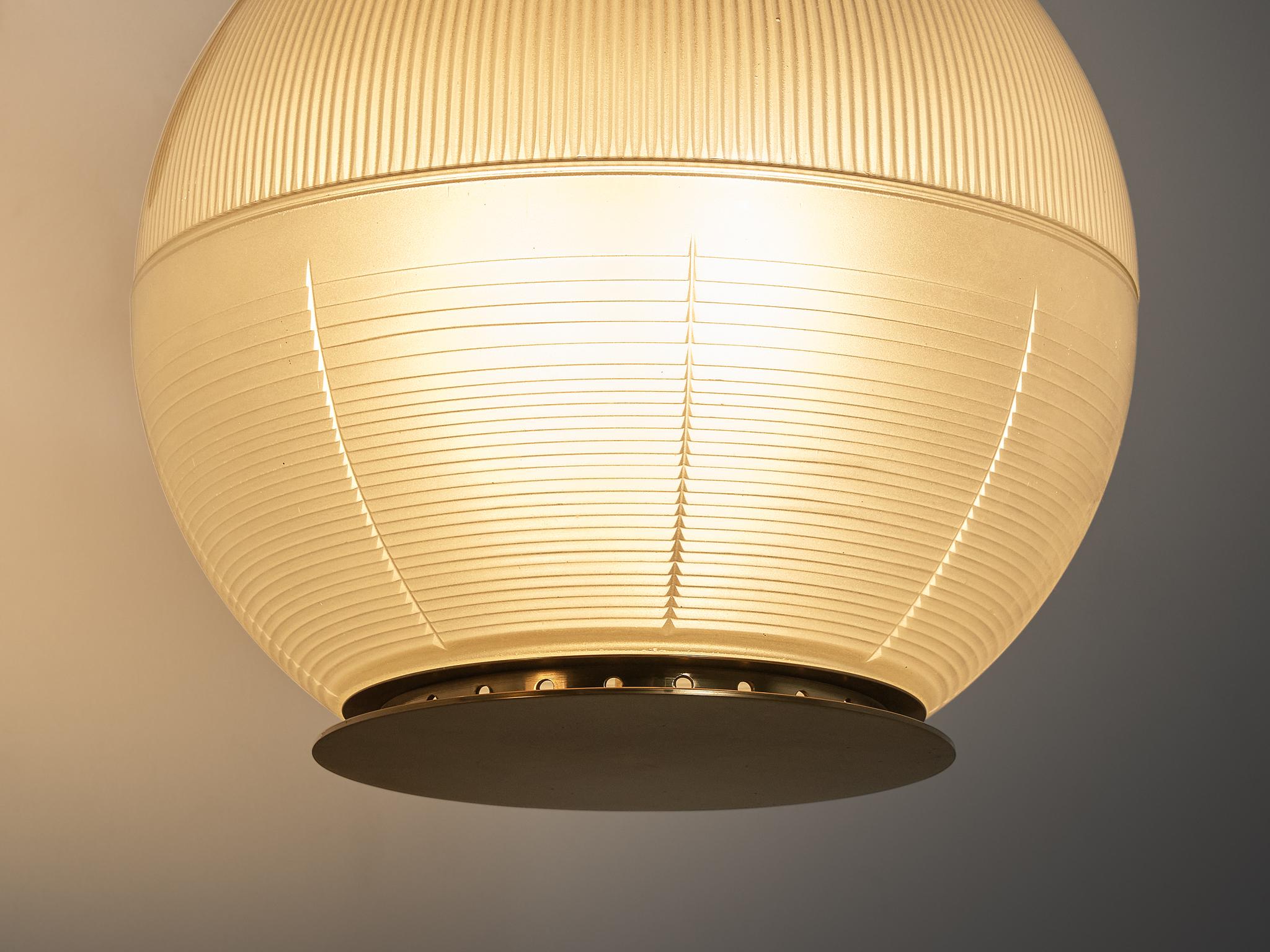Italian Ignazio Gardella for Azucena 'Doppio Vetro' Wall Light in Glass and Brass For Sale