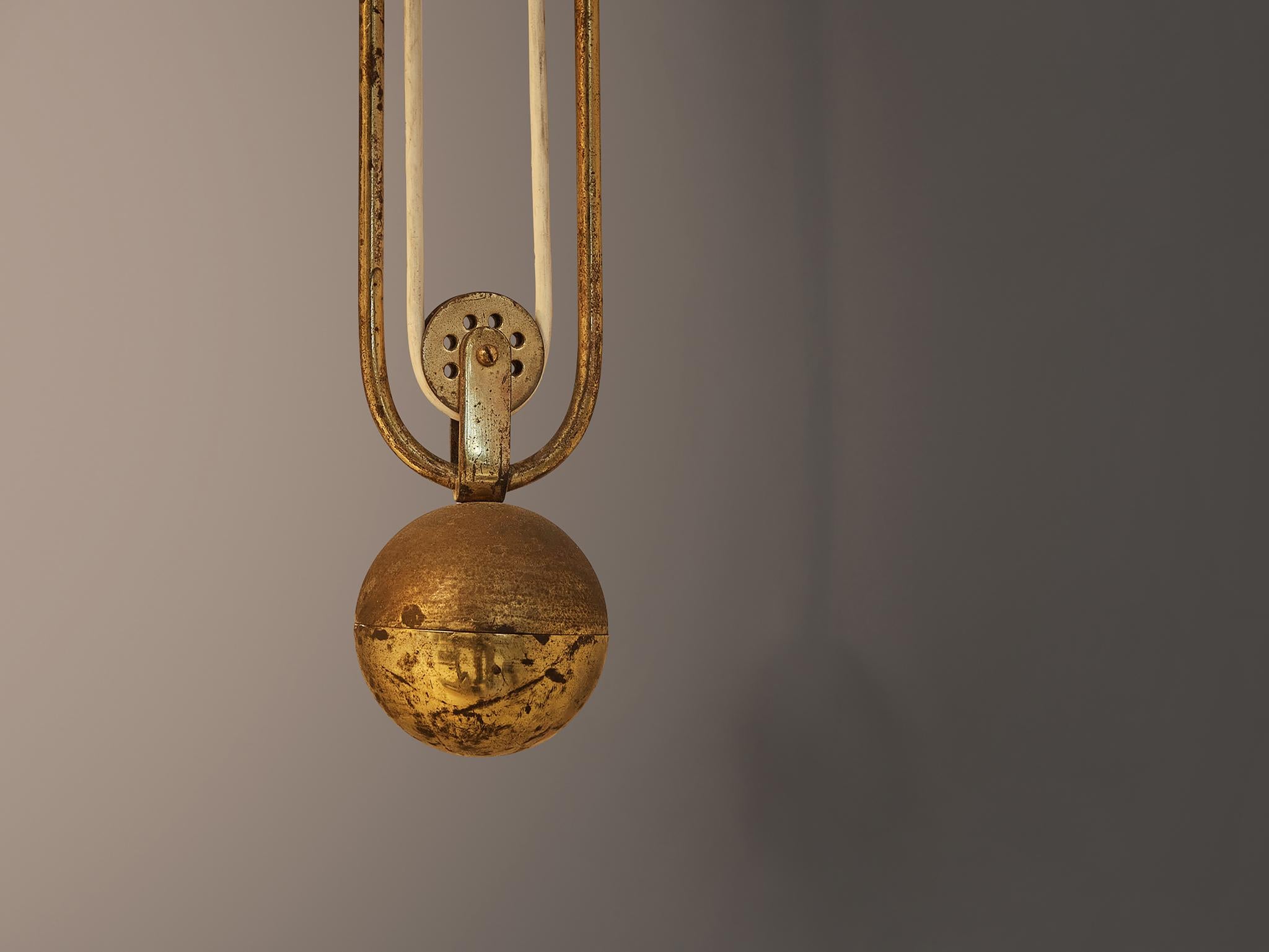 Italian Franco Buzzi for O-Luce Wall Light in Brass and Aluminum For Sale