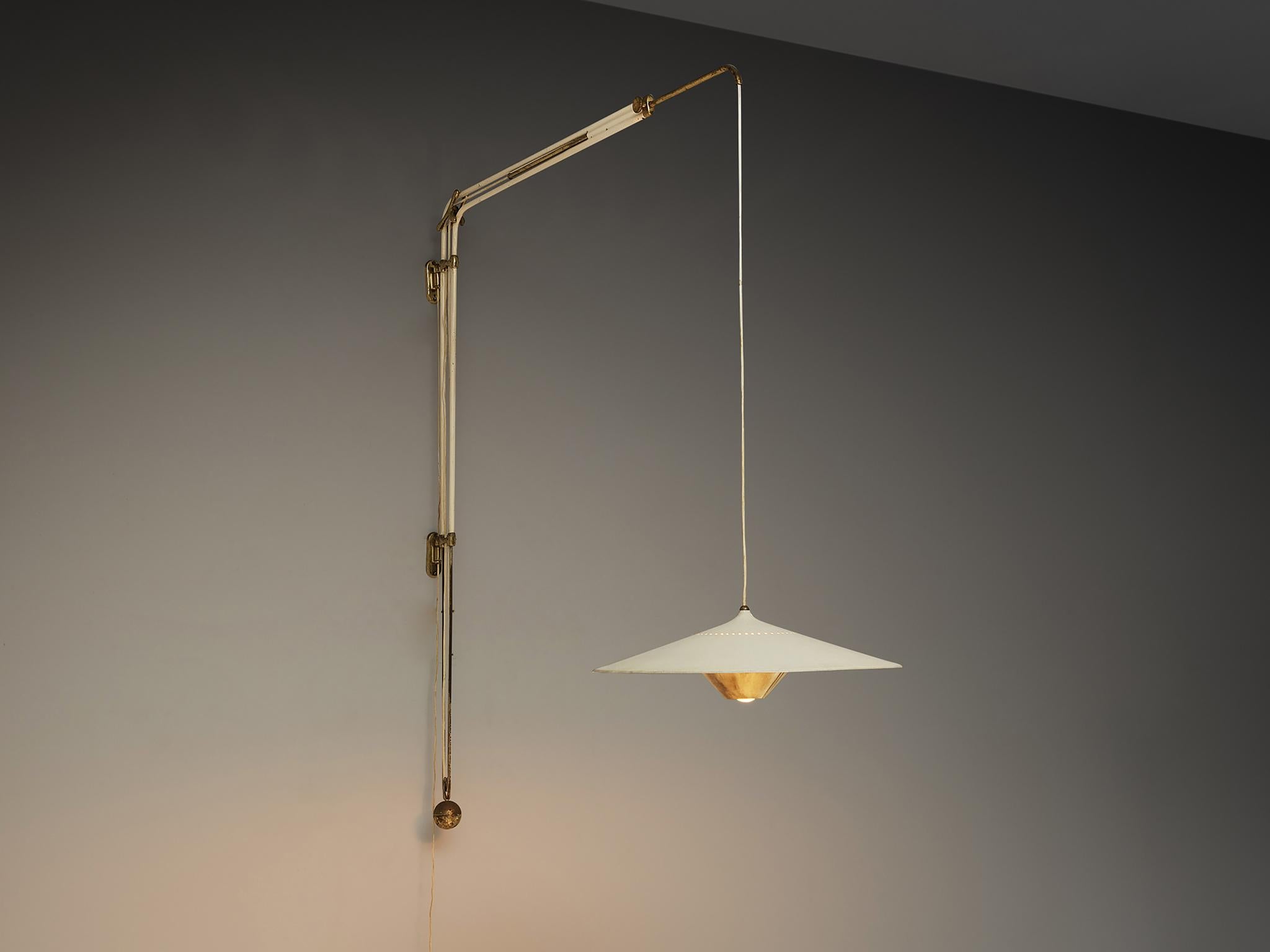 Mid-20th Century Franco Buzzi for O-Luce Wall Light in Brass and Aluminum For Sale