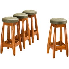 Rare Sergio Rodrigues for ISA Bergamo 'Sheriff' Barstool in Solid Pine