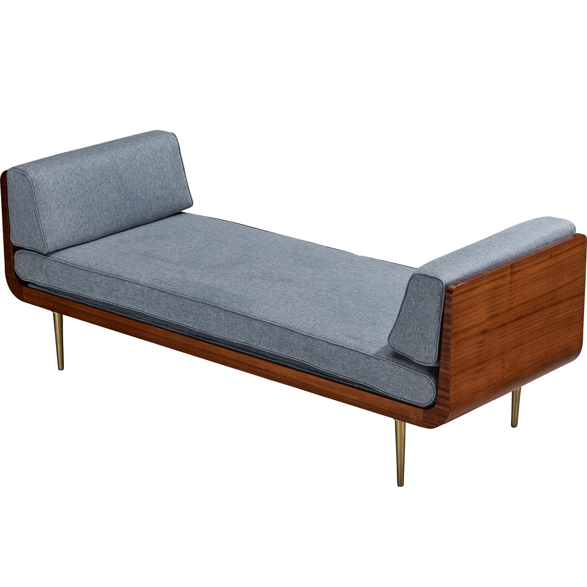 Edward Wormley per Dunbar Daybed in mogano, ottone e tessuto grigio-blu in vendita