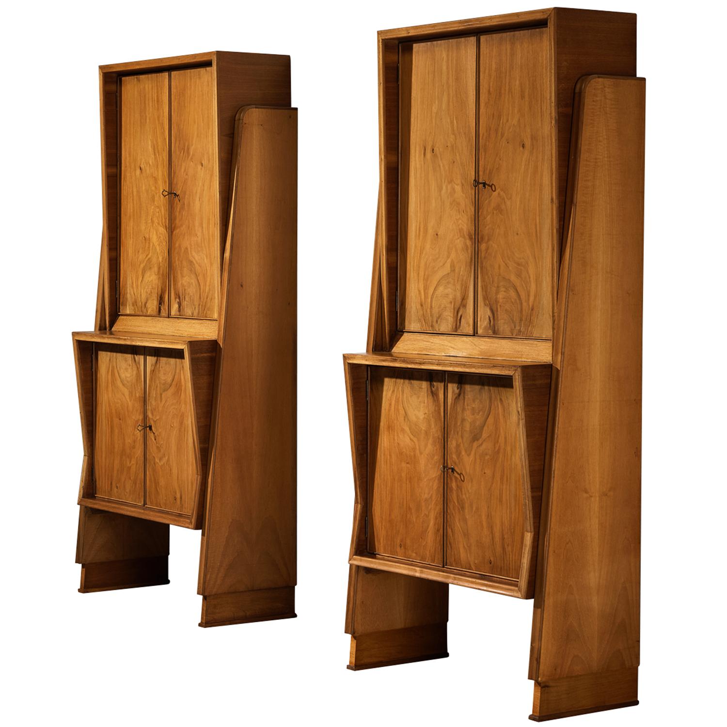 Italian Art Deco Cabinets or Highboards in Mahogany