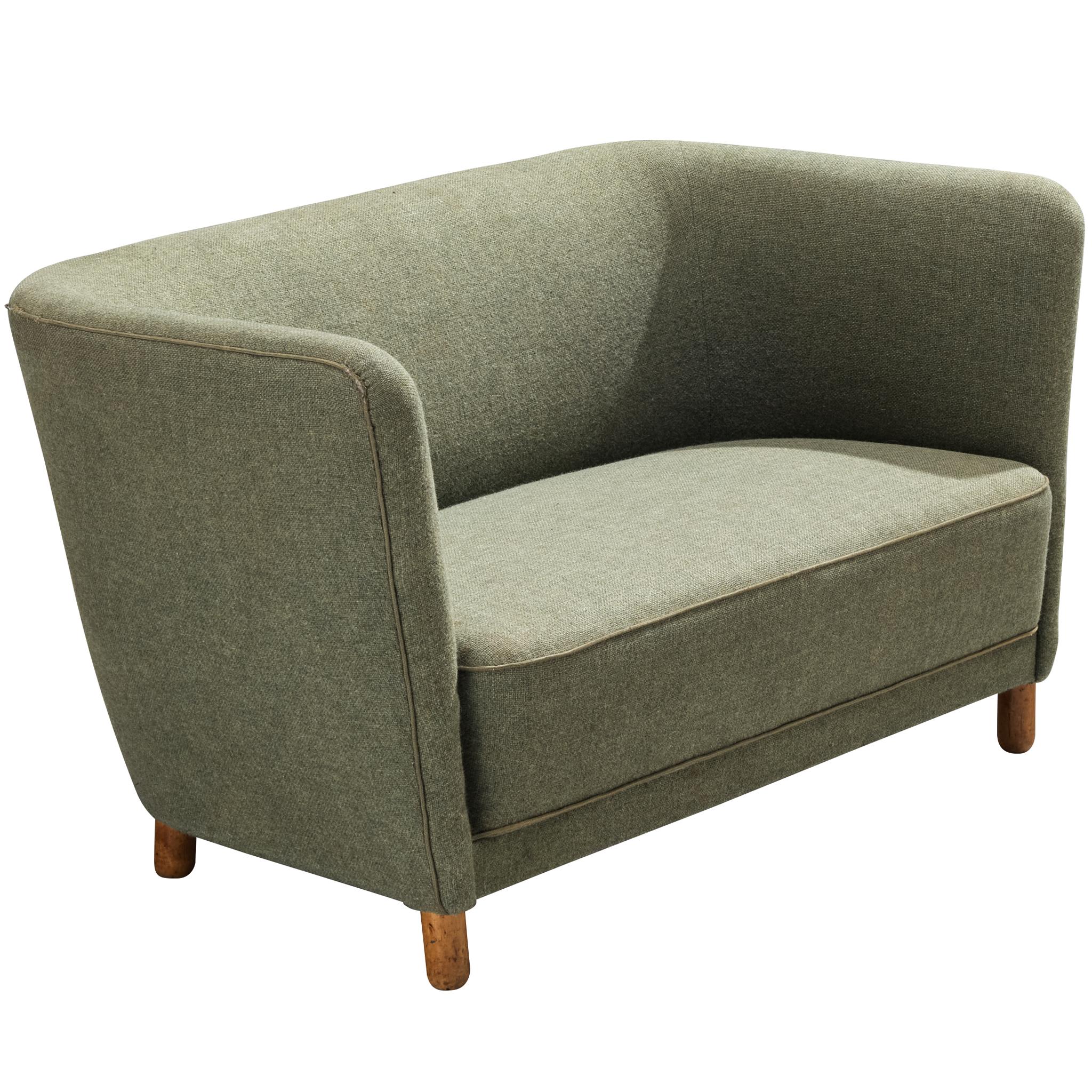 1950s Scandinavian Modern Sofa in Muted Green Wool For Sale