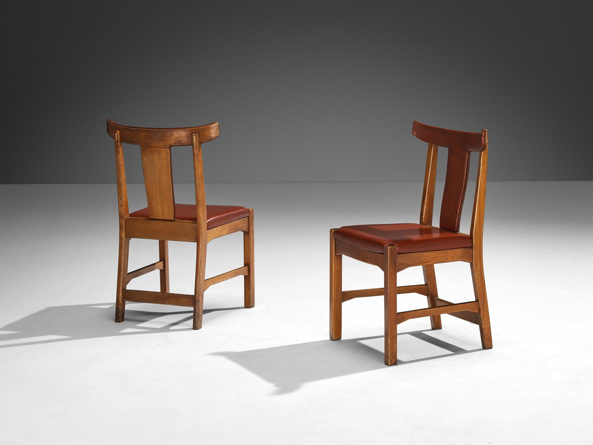 Scandinavo moderno Knud Hansen per Søren Willadsen Set di otto sedie da pranzo danesi in pelle di olmo in vendita