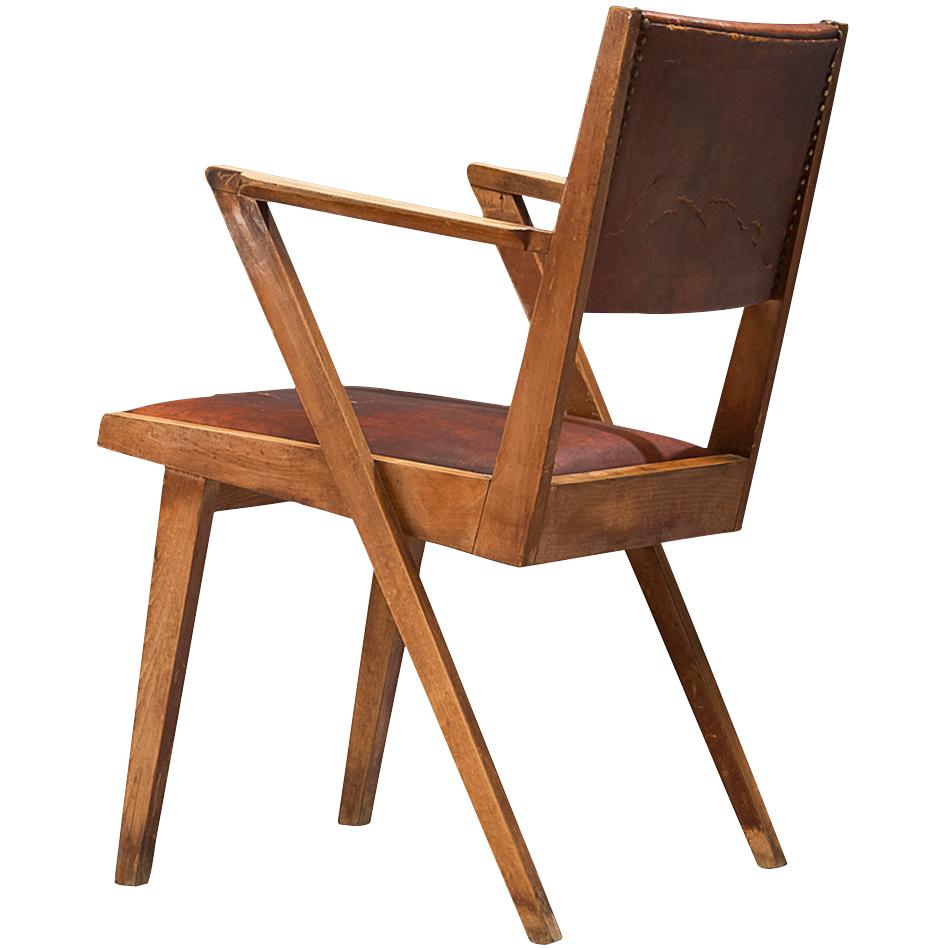 Paul Vandenbulcke für De Coene 'Efac' Sessel in original patiniertem Leder im Angebot