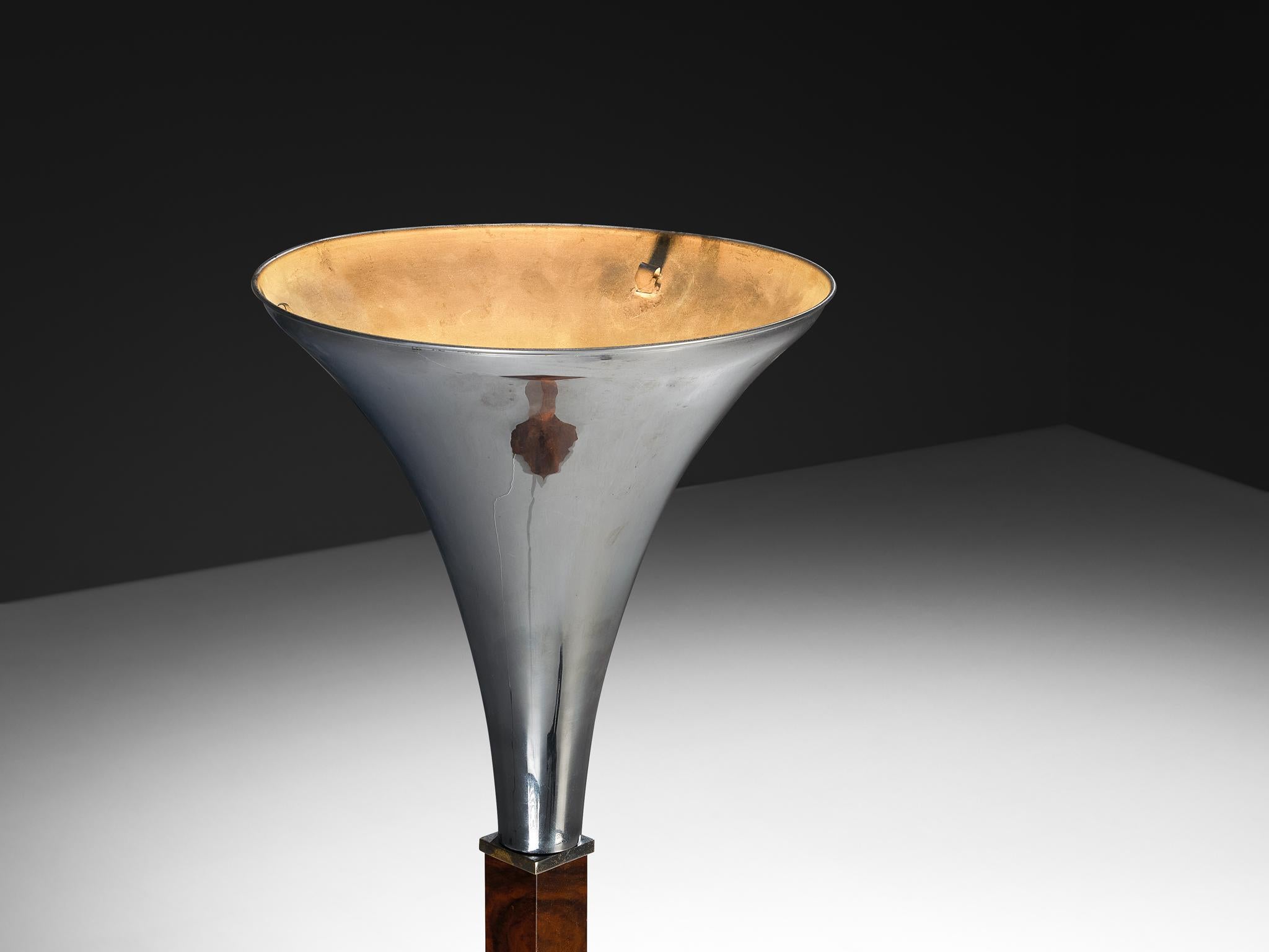Lampadaire italien Art Déco en noyer et métal en vente 1