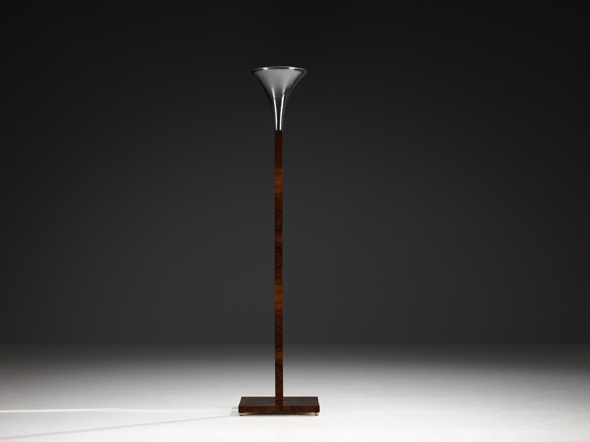 Lampadaire italien Art Déco en noyer et métal en vente 2