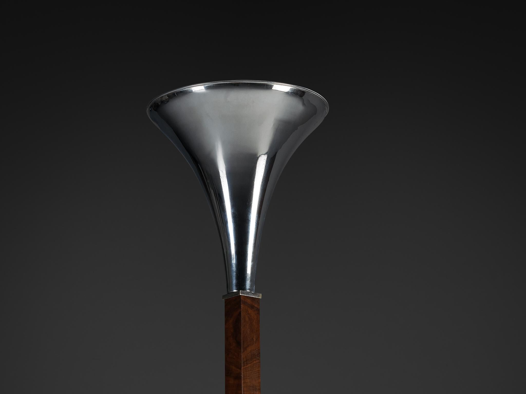 Lampadaire italien Art Déco en noyer et métal en vente 3