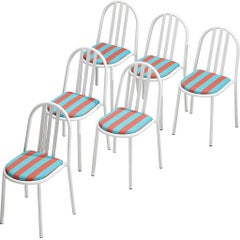 Set of Tubular Steel Chairs with Striped Seats by Robert Mallet-Stevens
